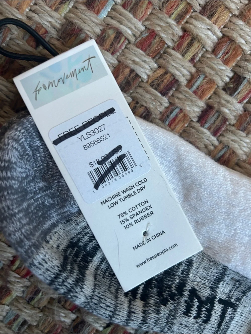 Free People White Crew Socks with Gray Accents